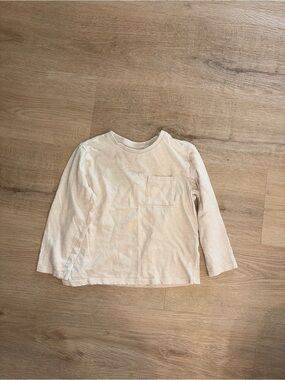 Zara Cream Long-Sleeve Pocket Tee